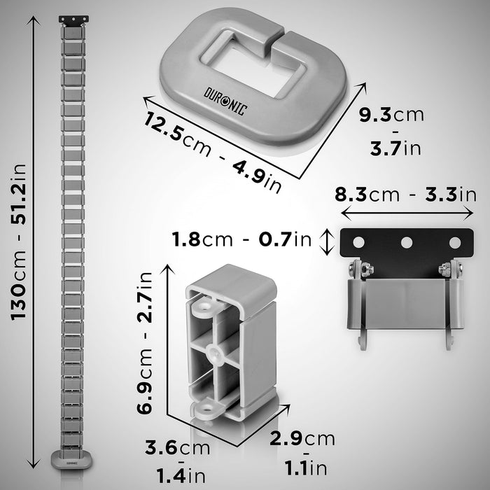 Duronic Cable Management Spine CM1DM SR, Cable Snake for Standing Desk, Wire Tidy for Height-Adjustable Computer Workstations, Four-Channel Organiser for Office Tables, Holds 16+ Leads, 130cm - Silver