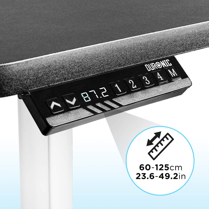 Duronic Sit Stand Desk Frame TM23 WE | Electric Standing Office Table | Frame ONLY | Height Adjustable 60-125cm | Ergonomic Workstation | WHITE | Memory Function | Dual Motor / 3 Stage