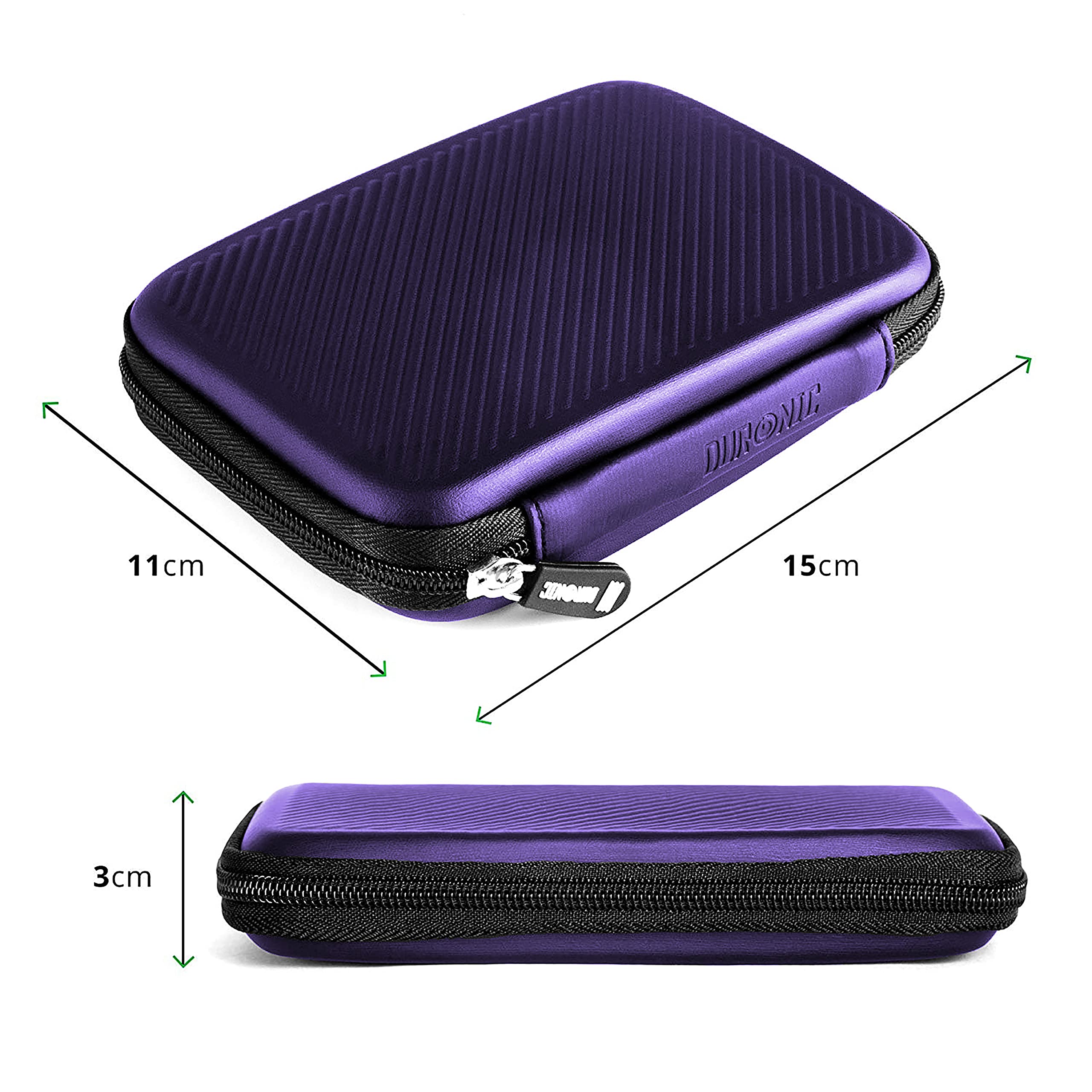 Duronic Hard Drive Case HDC2 /VT, VIOLET, Portable EVA Storage Pouch for External Hardrive & Cables, Lightweight & Protective, Suitable for WE/Western, Toshiba, Buffalo, Hitachi, Seagate, Samsung