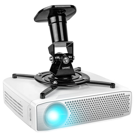 Duronic Projector Mount Stand for Ceiling or Wall Bracket PB01XB | 10kg Capacity | Multi-Fit Projector Bracket| Adjustable Clamp | Tile Swivel Rotate | Black