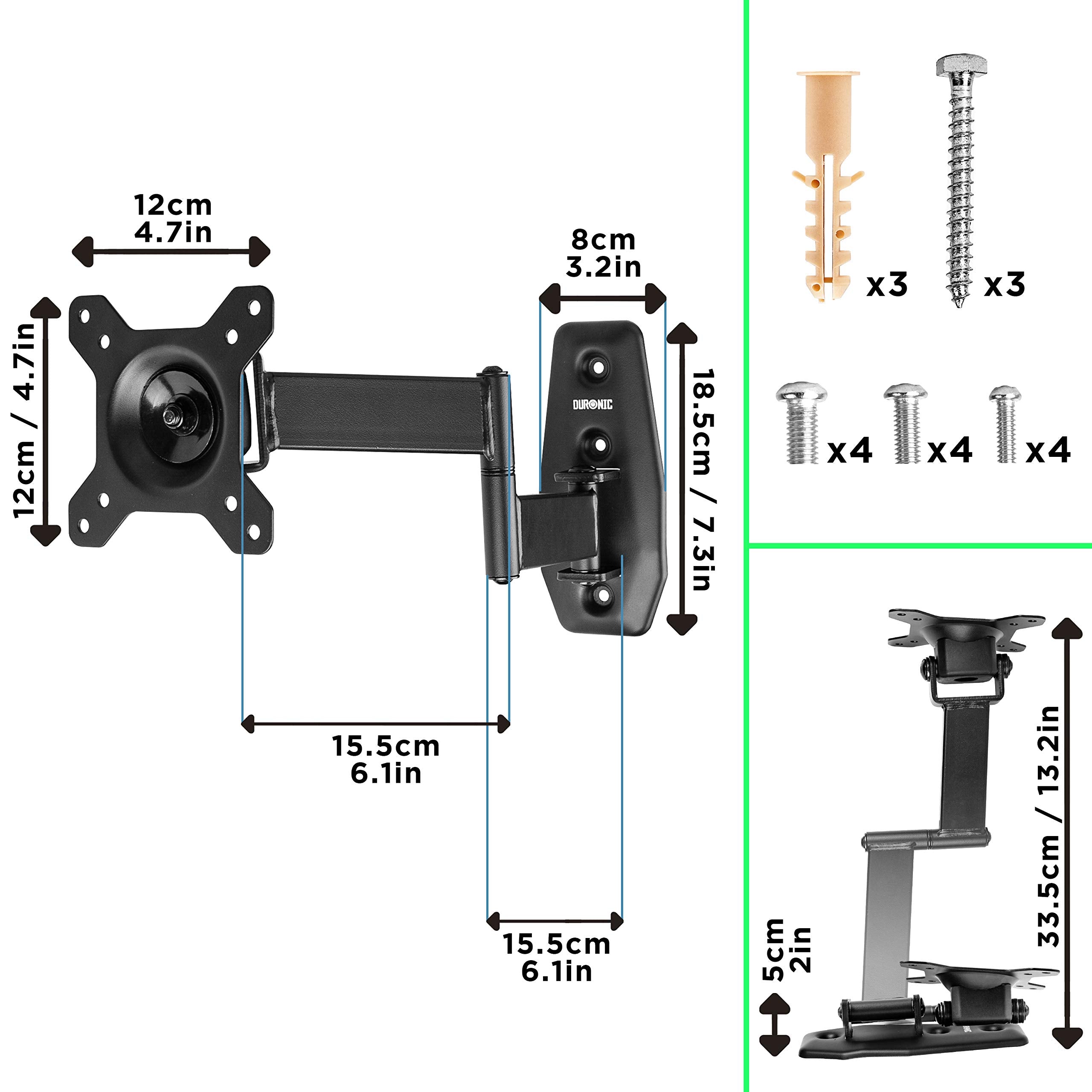 Duronic TV Bracket, Cantilever Wall Mount Television Screen, Tilting Action, For Flat Screen LCD / LED / OLED / QLED (TVB1120)