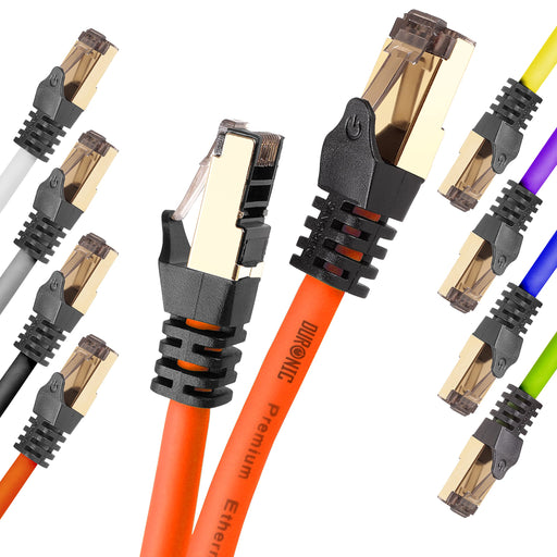 Duronic Ethernet Cable 2M High Speed CAT 8 Patch Network Shielded Lead 2GHz / 2000MHz / 40 Gigabit, CAT8 SFTP Wire, Snagless RJ45 Super-Fast Data - Orange