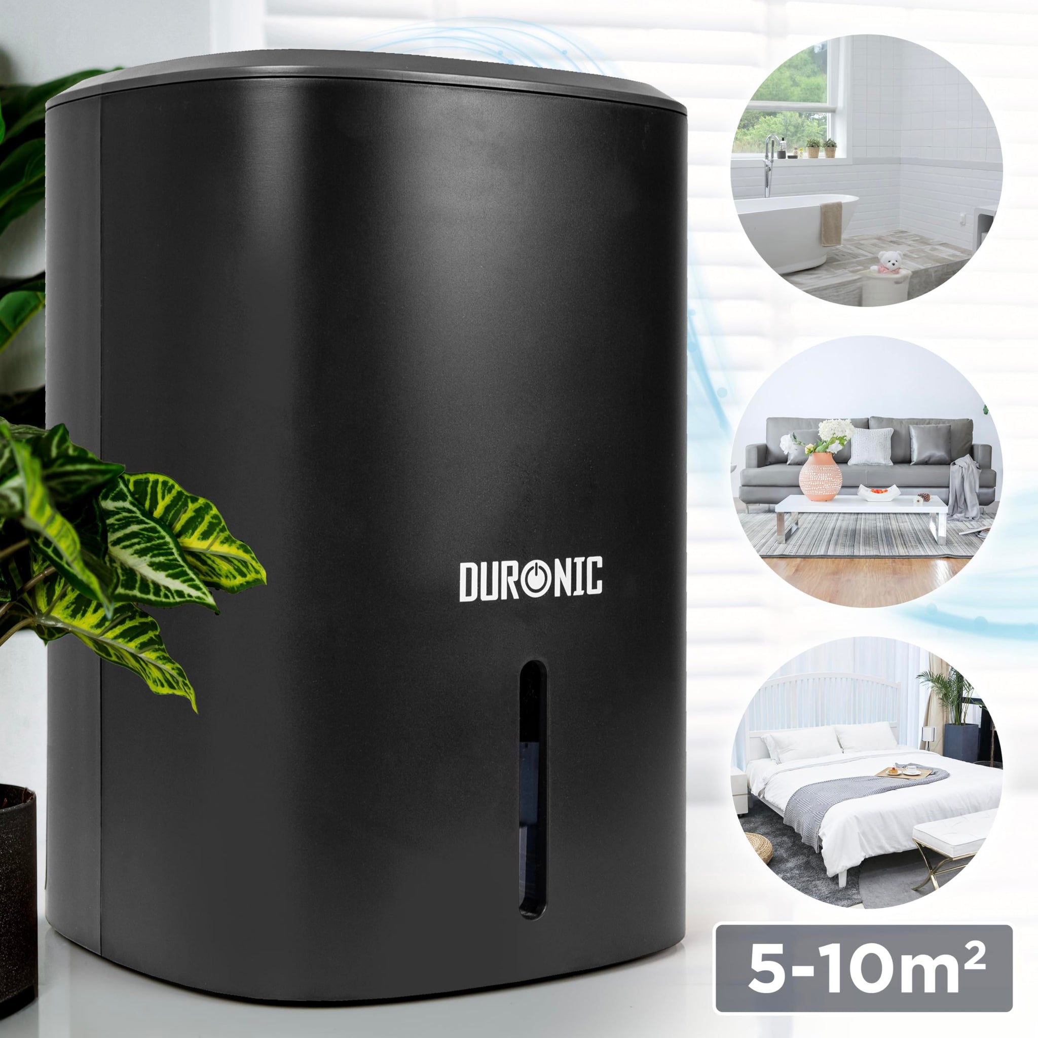 Duronic Compact Eco-Efficient Dehumidifier DH06, 0.8L Capacity, Prevent and Absorb Excess Moisture, Mould, for Home, Kitchen, Bedroom, Garage Black