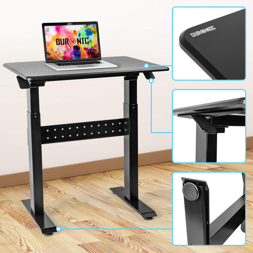 Duronic Sit-Stand Desk TM04F | Black Ergonomic Desk | Multi-Use Home Office Table | Ideal for both Adults & Children | 71x56cm Platform | Adjustable Height 72-114cm | 10kg Capacity | For Home / Office