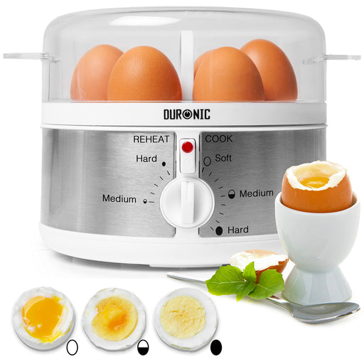 Duronic Electric Egg Boiler EB35 WE, Steamer for Eggs, Egg Cooking Machine, Automatic Egg Boiler Electronic Egg Poacher Machine for 7 Soft, Medium & Hard Boiled Eggs