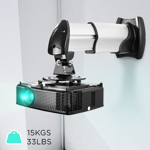 Duronic Projector Mount PB10XM (silver) | Extendable Telescopic Bracket Arm Fixing for Wall | 15kg Capacity | Multi-Fit Projector Bracket | Heavy Duty | Fittings Included | Rotate 360 °, Swivel 180 °, Tilt 60°