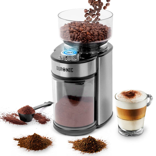 Duronic Burr Coffee Grinder BG200, Conical Burr Grinder for Coffee Beans, Electric Burr Grinder with 35 Grind Settings, Makes up to 12 Cups, 200W, 200g Capacity