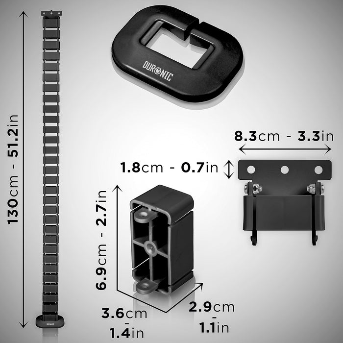 Duronic Cable Management Spine CM1DM BK, Cable Snake for Standing Desk, Wire Tidy for Height-Adjustable Computer Workstations, Four-Channel Organiser for Office Tables, Holds 16+ Leads, 130cm - Black