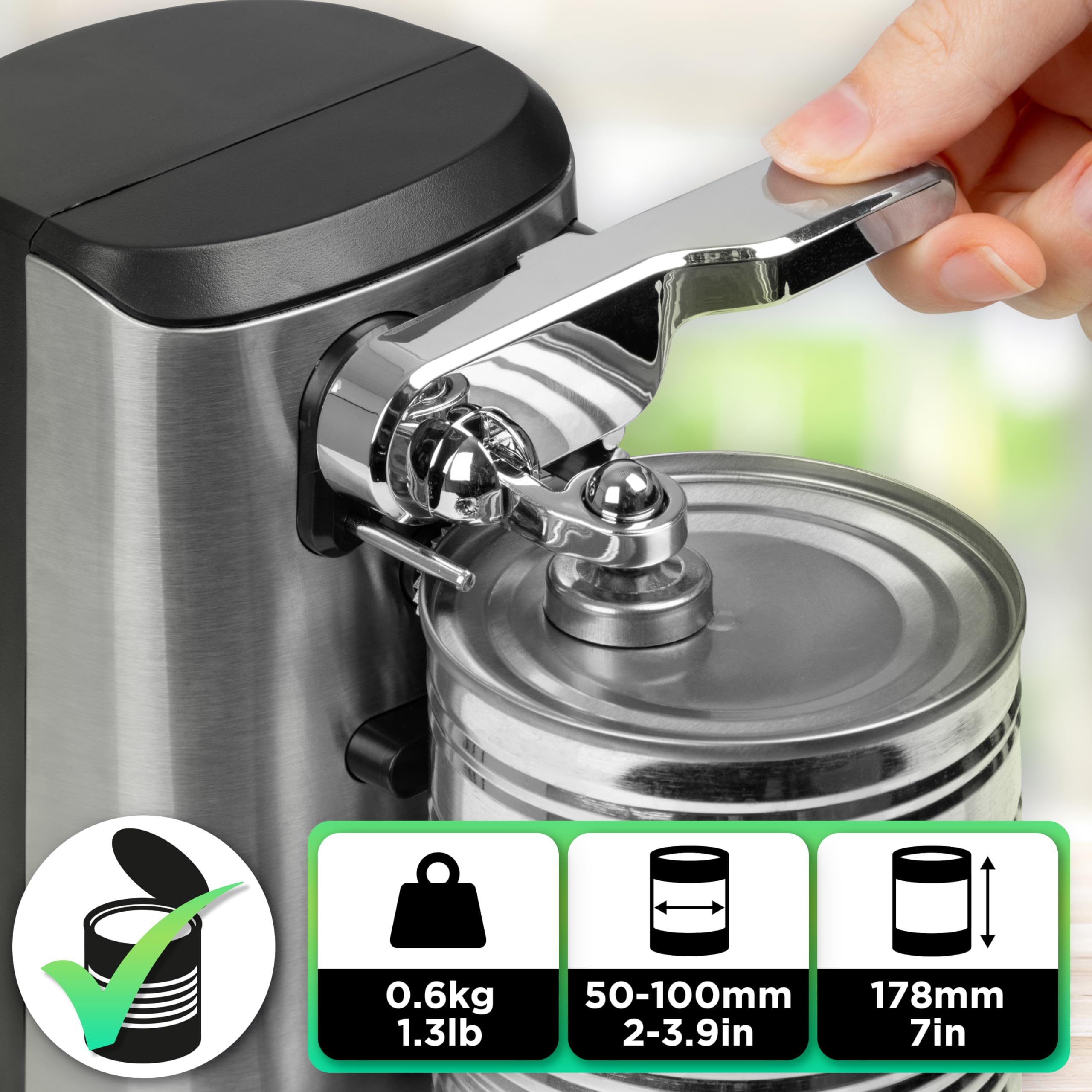 Duronic Electric Can Opener CO60, One Touch Tin Openers Automatic Can Opener with Knife Sharpener and Bottle Opener for Kitchen, Chickpea, Tuna cans & Individuals with Limited Mobility, Arthritis