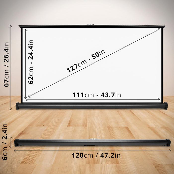 Duronic Projector Screen DPS50 /169, Portable 50” Desktop Projection Screen for School Home Theatre, Table-Top projector screen with 16:9 Ratio