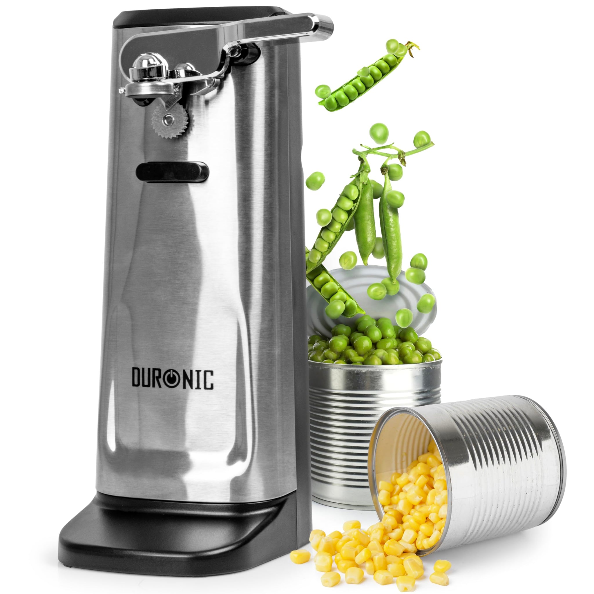 Duronic Electric Can Opener CO60, One Touch Tin Openers Automatic Can Opener with Knife Sharpener and Bottle Opener for Kitchen, Chickpea, Tuna cans & Individuals with Limited Mobility, Arthritis