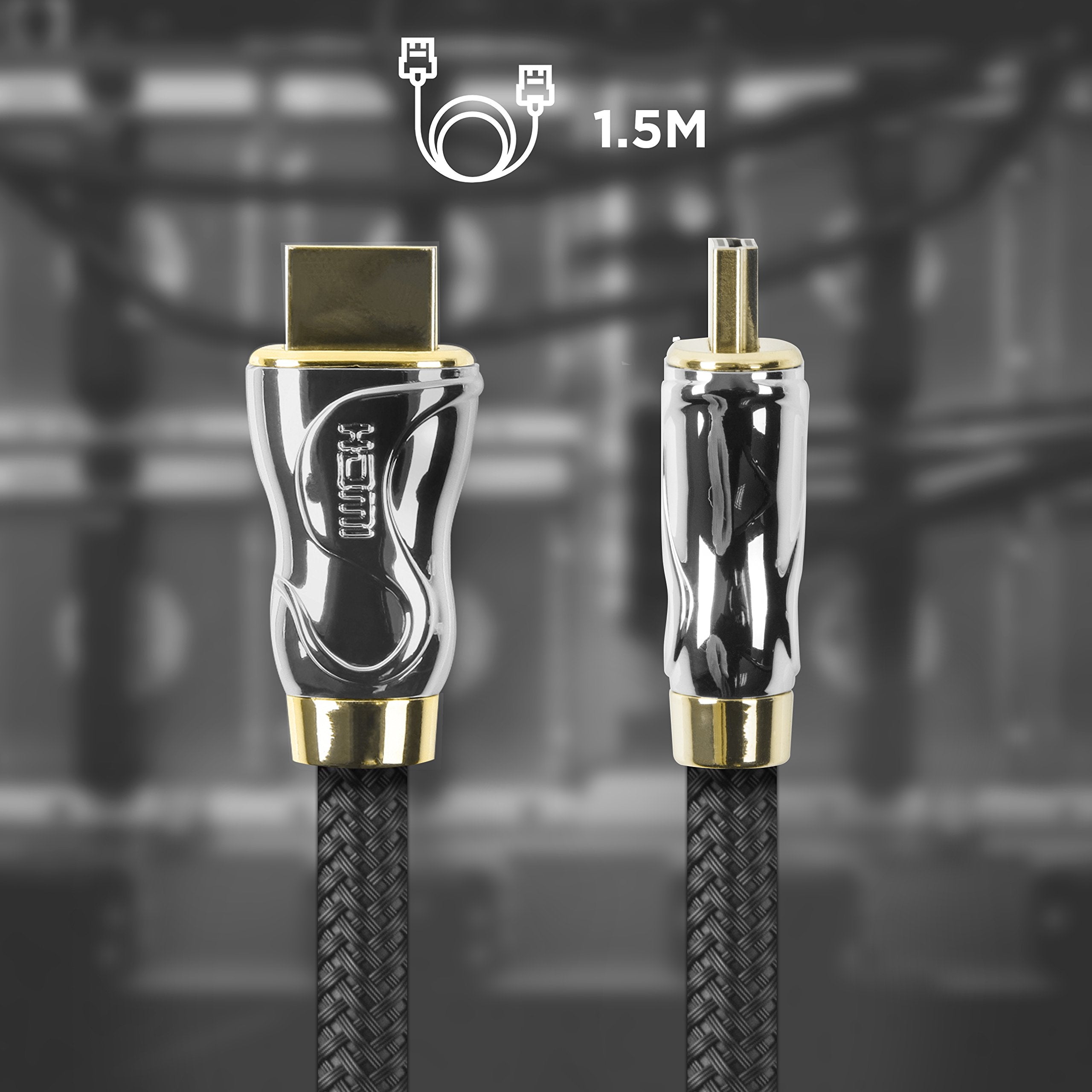 Duronic HDMI Cable HDC04 /1.5 | 1.5 Metre BLACK | 2160p 4K Ultra-High-Speed HDMI & Ethernet Lead | 24K Gold Plated Male Connectors with Braided Wire | PS4, Xbox, Sky HD, TV, DVD, BluRay