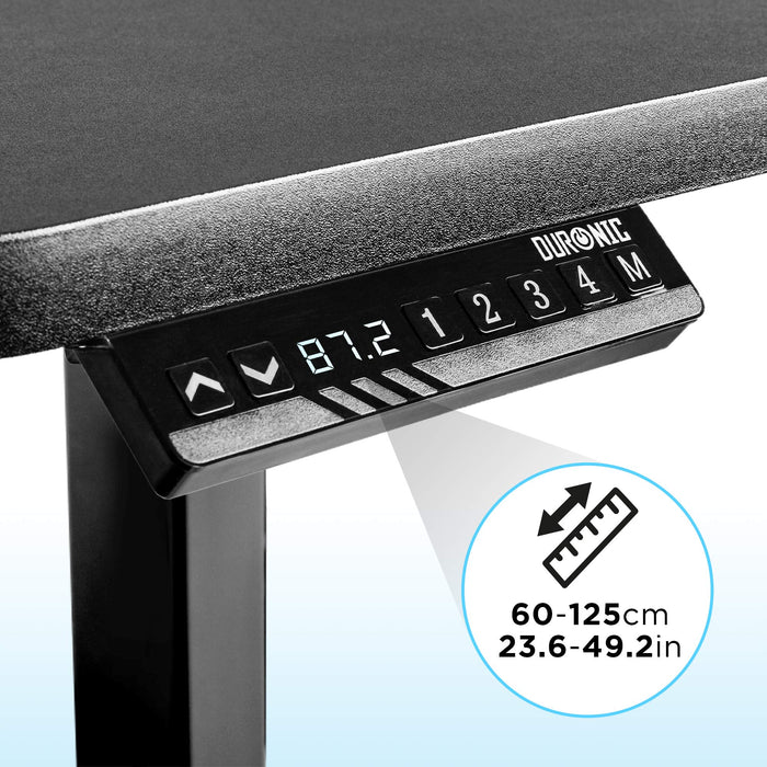 Duronic Sit Stand Desk Frame TM23 BK | Electric Standing Office Table | Frame ONLY | Height Adjustable 60-125cm | Ergonomic Workstation | BLACK | Memory Function | Dual Motor / 3 Stage