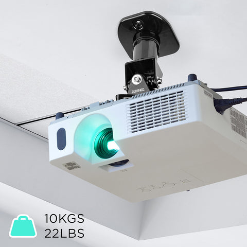 Duronic Projector Mount Stand for Ceiling or Wall Bracket PB01XB | 10kg Capacity | Multi-Fit Projector Bracket| Adjustable Clamp | Tile Swivel Rotate | Black