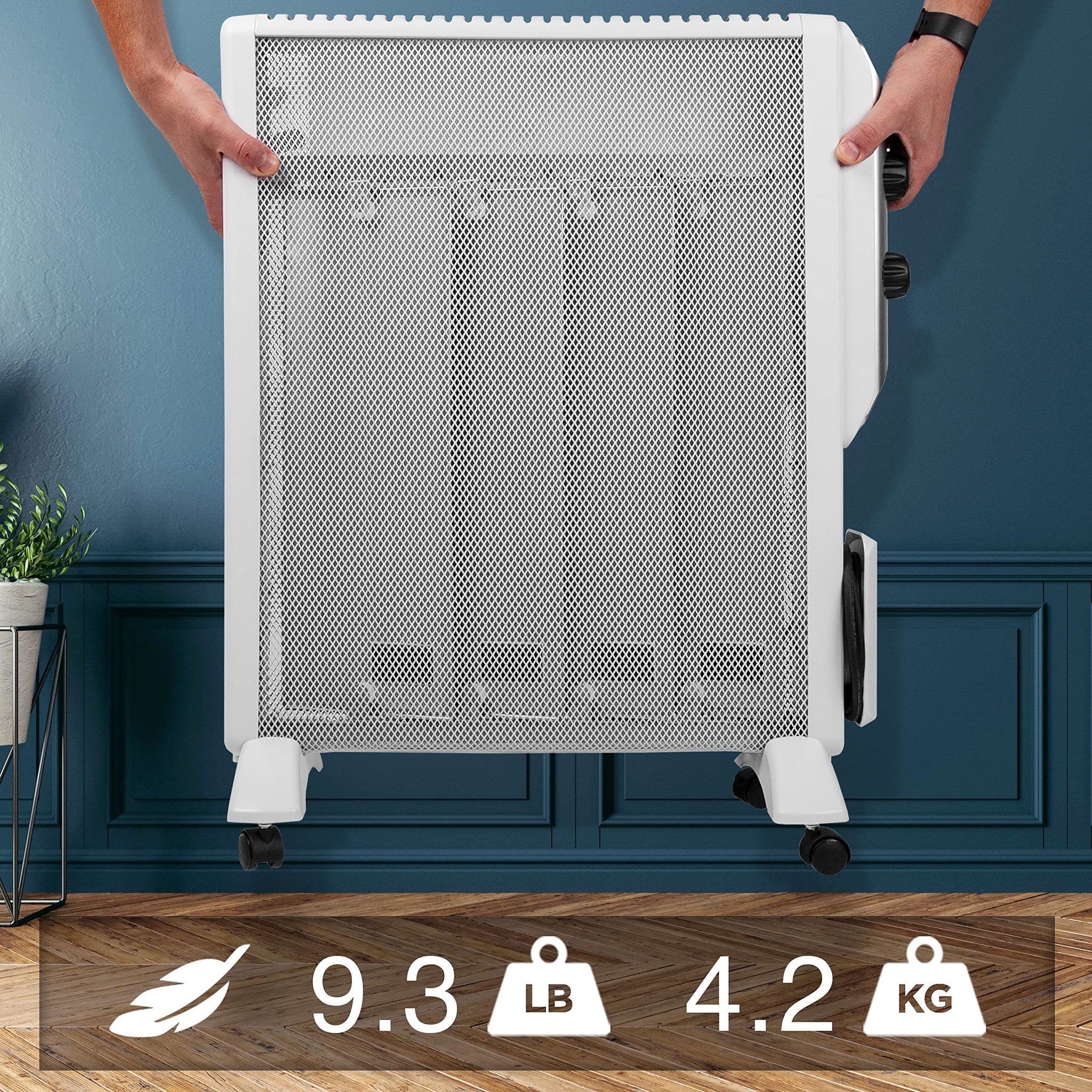 Duronic Electric Heater HV220 Oil Free Radiator Convection Heater 2000W Free Standing Radiator Mica Panel Heaters Portable Radiators with Micathermic Panels Convector for Home, Bedrooms, Offices