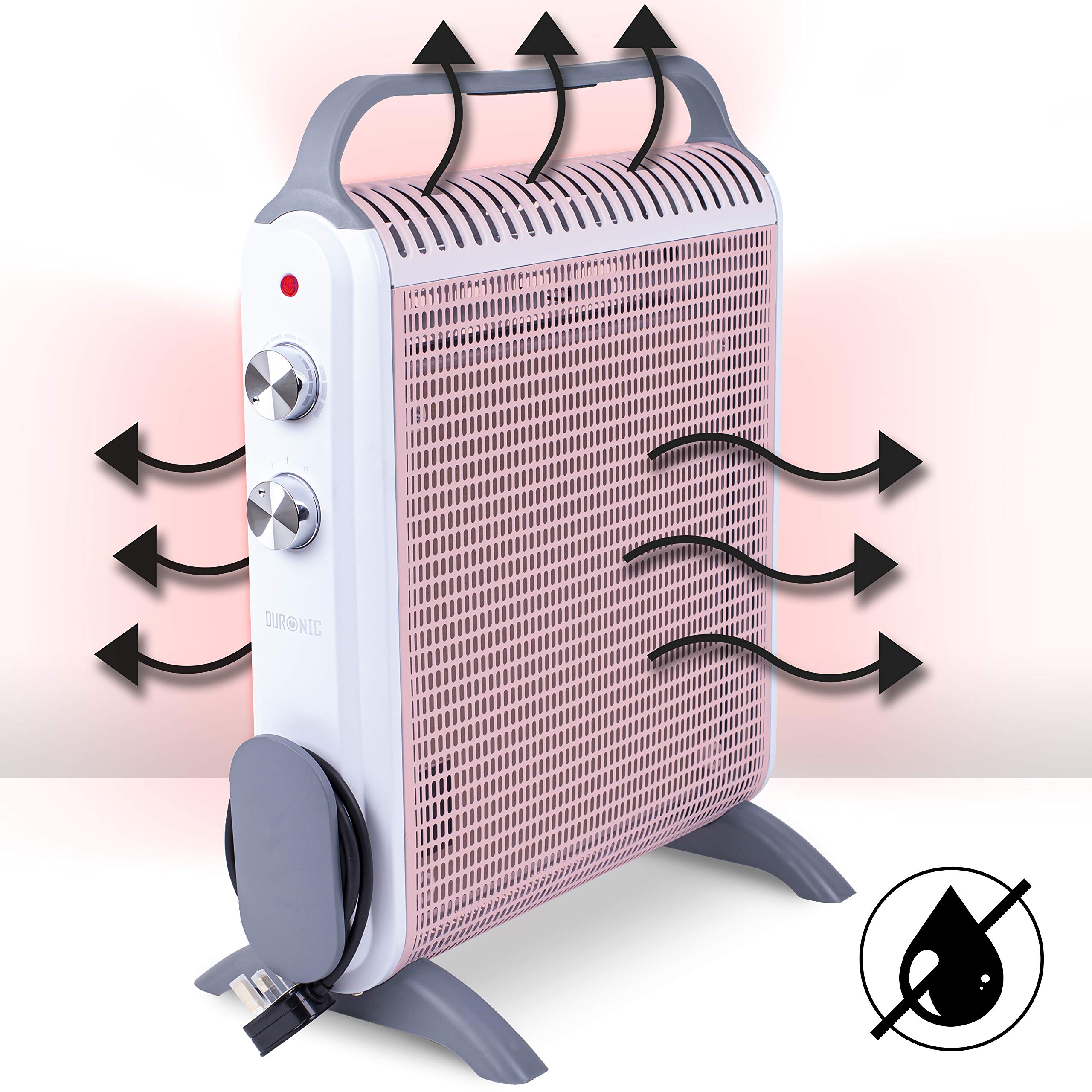 Duronic Electric Heater HV180 WE Oil Free Convection Heaters, Micathermic Panel Heaters, Portable Mica Panel Heater for Heating up Homes, Bedrooms, Offices & Garage Spaces