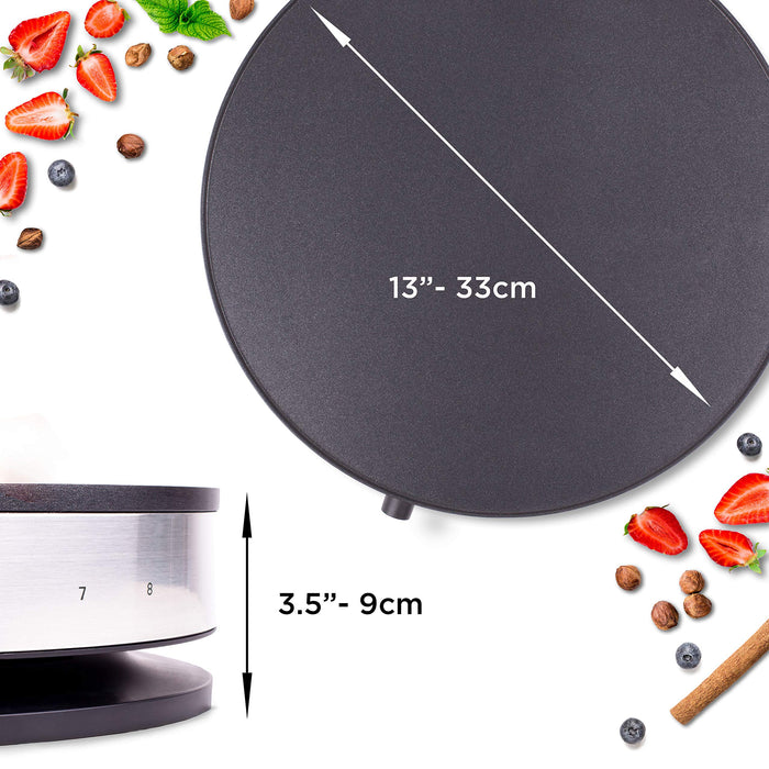 Duronic Electric Crepe Maker PM131 Pancake Maker Machine, Crepe Griddle Grill Pan, Pancake Cooker Hot Plate for Breakfast, American Fluffy Pancakes, French Crepes and Galettes with Creperie Utensils