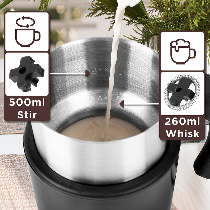 Duronic Milk Frother Electric MF500 Coffee Milk Frothers Steamer, Automatic Hot and Cold Foam Maker, Hot Chocolate Machine with Milk Heater and Warmer for Latte Froth, Coffees and Matcha