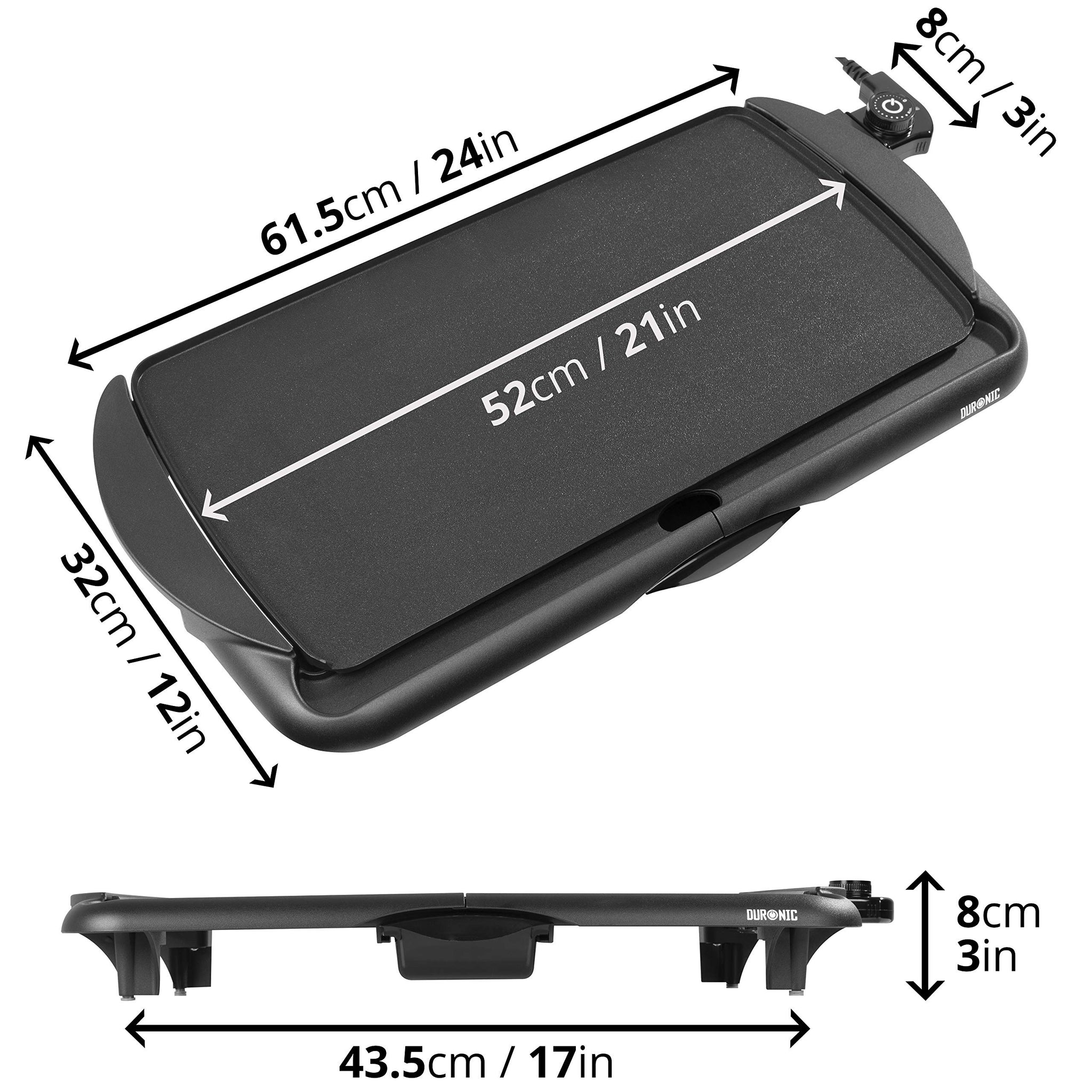 Duronic Teppanyaki Grill GP20 Electric BBQ Grill, Electric Grill Plate, Indoor BBQ Grilling for Dinner Parties, Electric Griddle, Large Non-Stick Table Top Grill, Easy Clean Electric Hot Plate 52x27cm