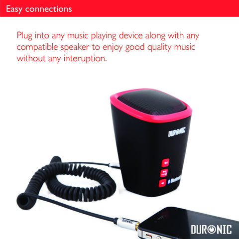 Duronic 2M Aux Audio Cable connected to a smartphone