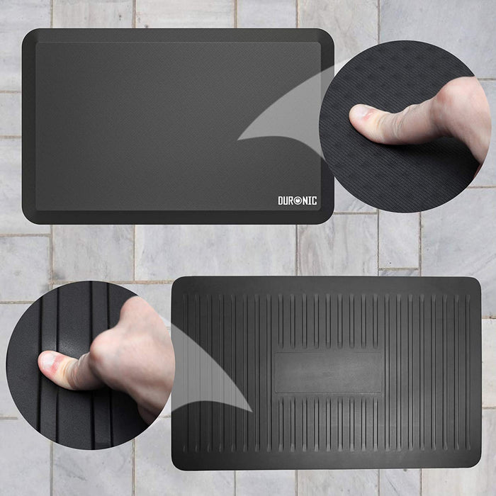 Duronic Anti-Fatigue Mat highlighting its cushioned foam texture and non-slip ribbed base.