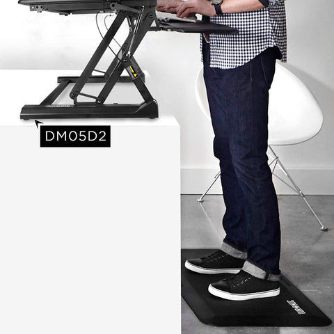 Duronic Anti-Fatigue Mat with a person stands on an anti-fatigue mat