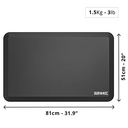 Duronic Anti-Fatigue Mat with dimensions 81cm by 51cm and 1.5kg weight.