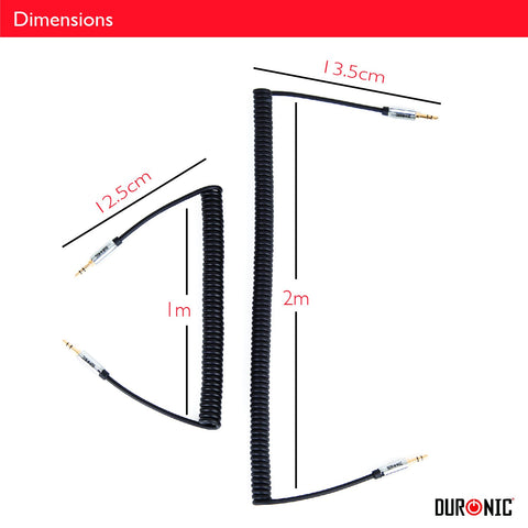 Duronic Aux Audio Cable with dimension