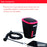 Duronic Aux Audio Cable with red accents shown connected to a smartphone via a coiled 3.5mm auxiliary cable.