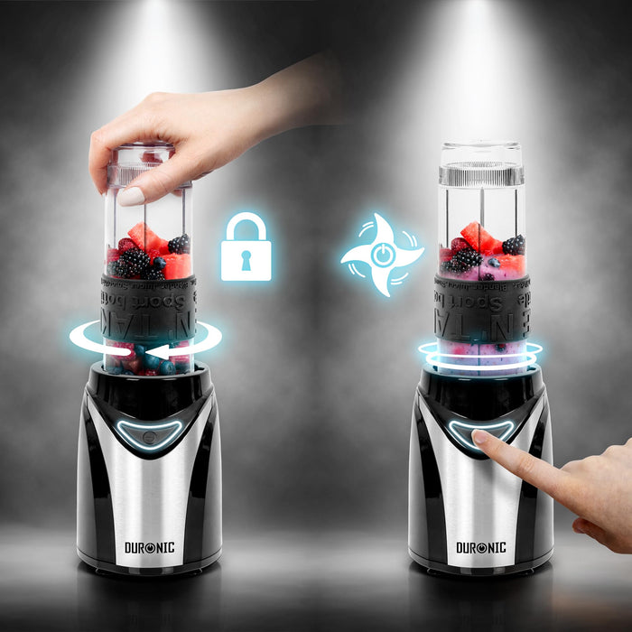 Duronic BL530 milkshake maker how to use to blend fruits with locking mechanism