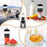 Duronic BL530 mini blender showing multiple things to blend like protein shakes, baby food, milkshakes, smoothies, juice