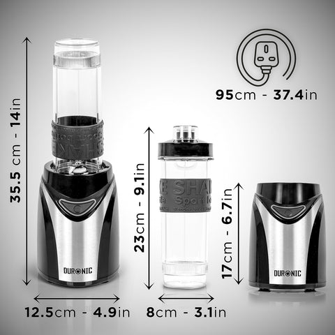 Duronic BL530 smoothie maker dimensions length, height, width, depth with UK cable dimensions 95cm