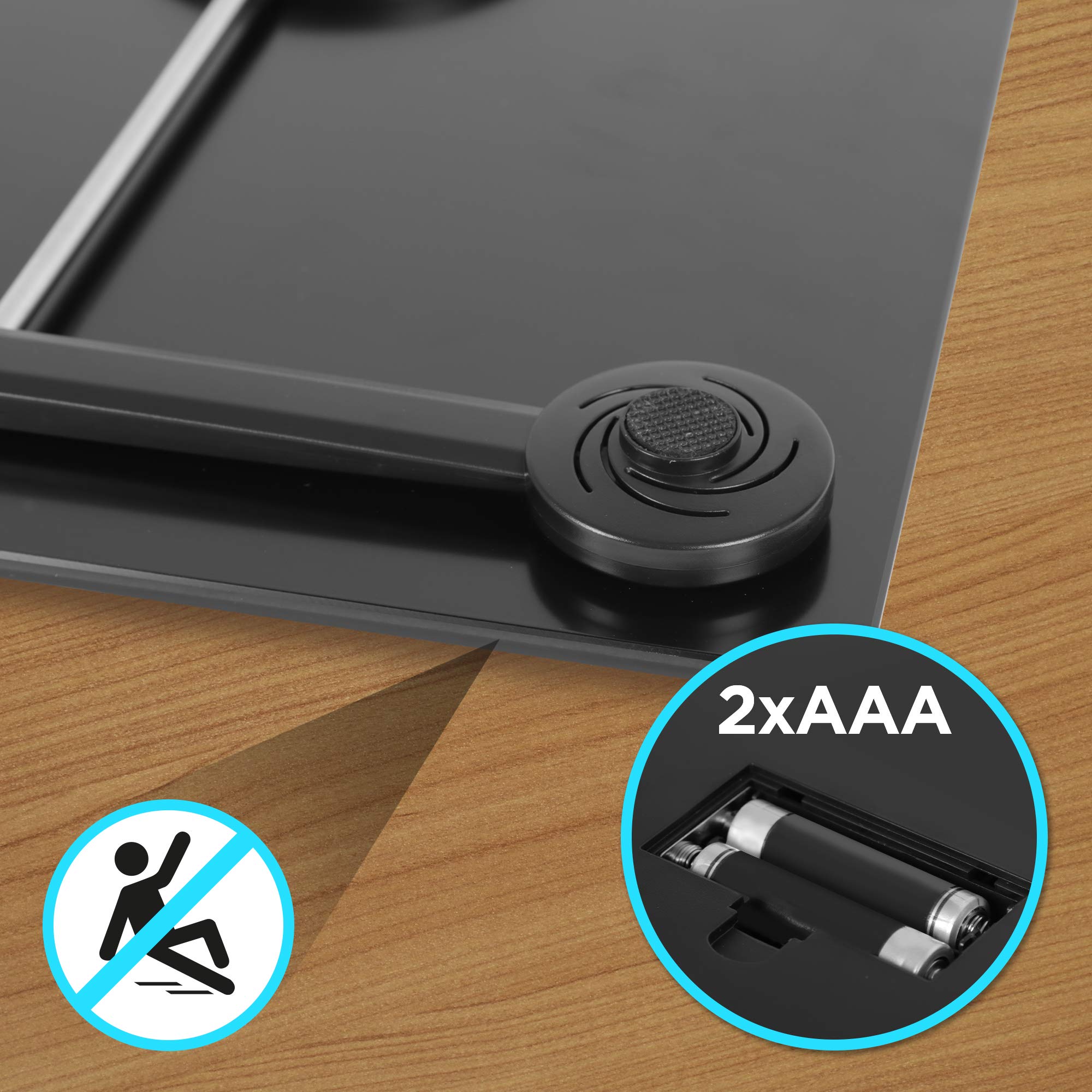 Duronic BS103 digital weighing scales with 2x AAA batteries provided and anti slip platform under the body scale