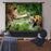 Duronic Bar Projector Screen with Person sitting on a couch watching an image of two tigers playing