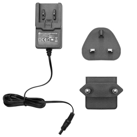 Duronic Blood Pressure Monitor Power Adaptor  with interchangeable UK and EU wall plugs and DC connector.