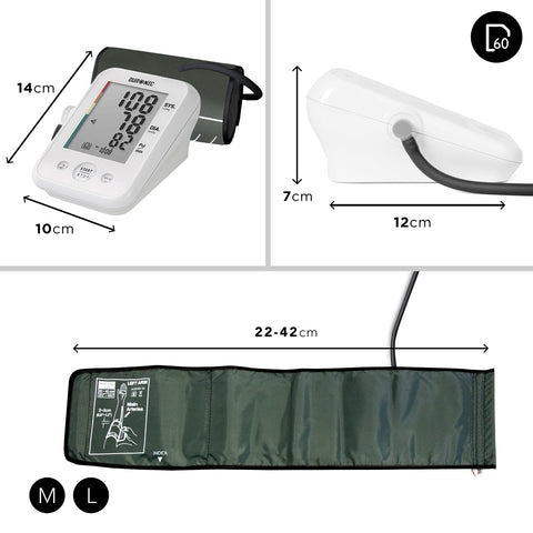 Duronic Blood Pressure Monitor with product dimension