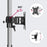 Duronic Computer Monitor Arms Stand demonstrating 360-degree rotation, 30-degree swivel, and 15-degree tilt features.