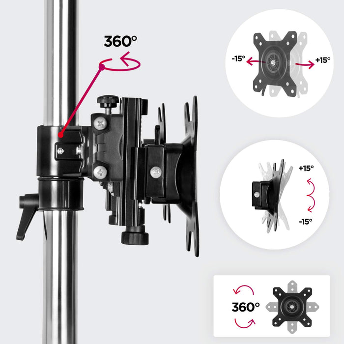 Duronic Computer Monitor Arms showing full rotation, swivel, and tilt adjustment range of motion.