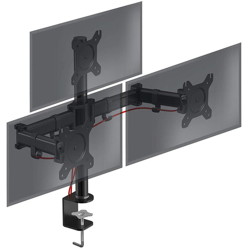 Duronic Computer Monitor Arms with adjustable articulating arms, C-clamp base, and VESA plates.