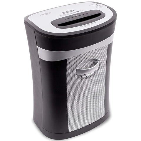 Duronic Cross Cut Paper Shredder with a pull-out bin and integrated handle.