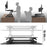 Duronic DM05D5 Corner Sit-Stand Desk shown in both standing and sitting positions with a height range of 15-50cm.