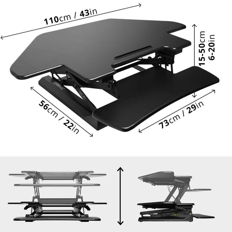 Duronic DM05D5 Corner Sit-Stand Desk with product dimension