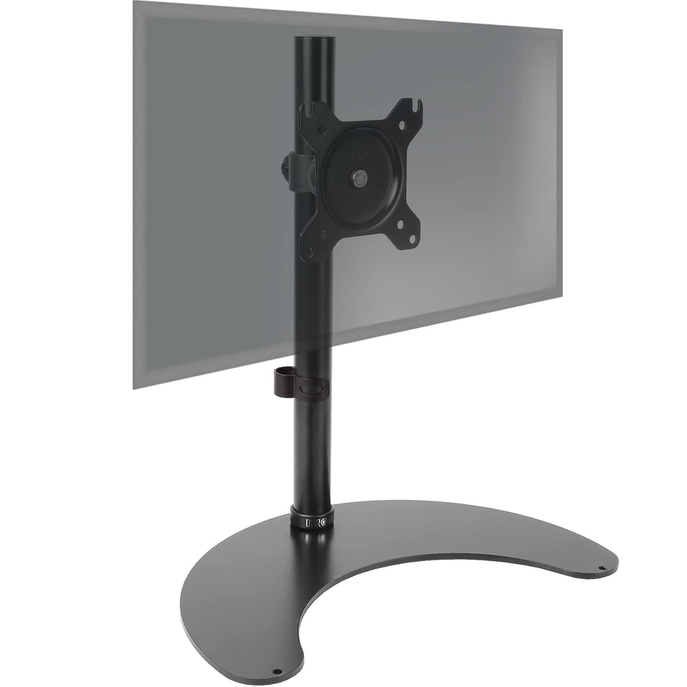 Duronic DM15D1 Monitor Stand with adjustable VESA mount, center pole, and stable semi-circle weighted base.