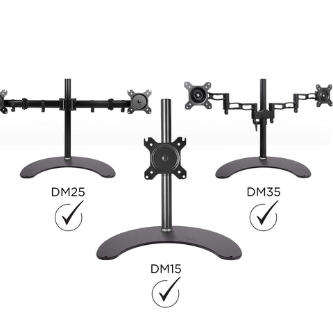 Duronic DM25D Stand for Pole featuring black ergonomic mounts for single/dual screens.