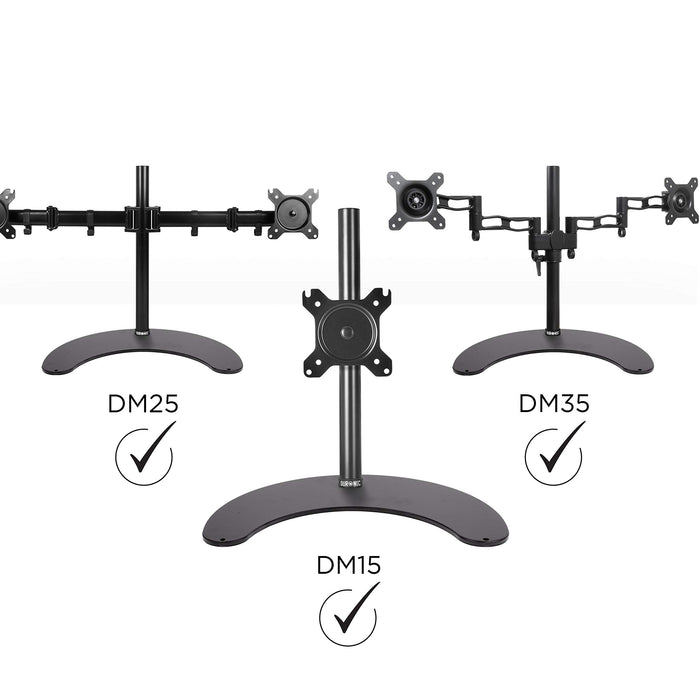 Duronic DM25D Stand for Pole featuring black ergonomic mounts for single/dual screens.
