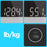 Duronic Digital Bathroom Body Scales showing 128.4 lb and 58.1 kg with a unit toggle button below.