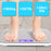 Duronic Digital Bathroom Body Scales showing weight capacity in kilograms, pounds, and stone with feet on platform.