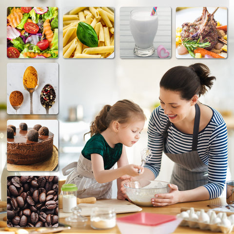 Duronic Digital Kitchen with woman and child baking together surrounded by panels of various fresh foods and ingredients.