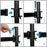 Duronic Dual Arm Holder with four-step assembly guide showing how to attach and secure monitor arms to a central pole.