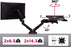 Duronic Dual Monitor Arm Stand showing weight capacity, tilt, and 360-degree rotation.